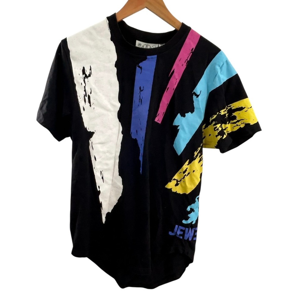 Jewel House‎ Mens Black Graphic Print Short Sleeve T-Shirt size medium
